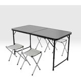 Argeus Katlanabilir Kamp Masası Seti - 4/6 Kişilik - 4 Tabureli - Elevate Plus - Siyah