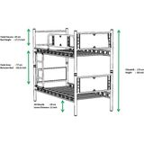 Argimo Elegan Genç Çocuk Odası Metal Ranza - 90 x 200 cm - Gri - Beyaz