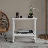 Argimo Legno Metal Baş Ucu Komodin - Beyaz-Beyaz