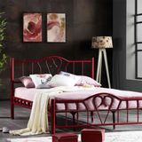 Argimo Orkide 90x200 cm Tek Kişilik Ferforje Tarz Metal Bordo Karyola