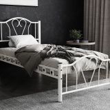 Argimo Orkide Tek Kişilik Ferforje 100x200 cm Tarz Beyaz Metal Karyola