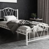 Argimo Orkide Tek Kişilik Ferforje 90x190 cm Tarz Beyaz Metal Karyola