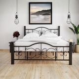 Argimo Yakamoz Tek Kişilik Ferforje Ahşap Metal Karyola 90x200 Siyah - 90 x 200 cm