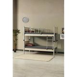 Argimo Yurt Genç Çocuk Odası Metal Ahşap Ranza Ve Karyola 90X200 Gri Ranza