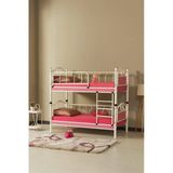 Argimo Zümrüt Bebek Çocuk Odası Ahşap Başlık Metal Ranza Ve Karyola 70X130 Beyaz Pembe Ranza