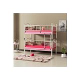 ARGİMO Zümrüt Bebek Çocuk Odası Ahşap Başlık Metal Ranza Ve Karyola 70x130 Beyaz Pembe