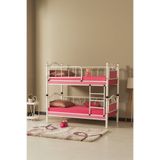 ARGİMO Zümrüt Bebek Çocuk Odası Ahşap Başlık Metal Ranza Ve Karyola 80x160 Beyaz Pembe