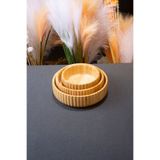 ARGKRİSTAL 3 Lü Bambu Salata Kasesi - Curve Bowl