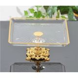 Argkristal Metal Ayaklı Gold Detaylı Paşabahçe Madlen Sunum Servis Tabağı Altın