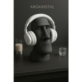 ARGKRİSTAL Moai Heykel Kulaklık Standı | Minimalist Masaüstü Organizer GRİ