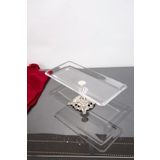 ARGKRİSTAL NUDE GÜMÜŞ DETAYLI DİKDÖRTGEN TEPSİ SERVİS SUNUM TEPSİSİ 30X14X15 CM