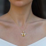 Arı Chrm Mineli Gold Gümüş Kolye