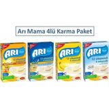 Arı Mama 250 gr 4lü Karma Paket - Ballı İrmikli Sütlü Muzlu 7 Tahıllı Gece Kaşık Maması