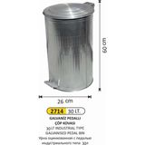 Arı Metal 30 Lt Galvaniz Pedallı Çöp Kovası - Gri - 30LT