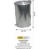 Arı Metal 45 Lt Galvaniz Pedallı Çöp Kovası - Gri - 45LT