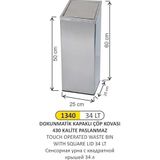 ARI METAL DOKUNMATİK KARE KAPAKLI ÇÖP KOVASI 34 LİTRE