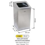 ARI METAL İMAJ ÇÖP KOVASI 79 LT 36X36X60+14