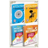 Arı Yayıncılık ARI YAYINLARI 5. SINIF MATEMATİK +TÜRKÇE ATÖLYEM VE DEFTER SETİ (Çok Renkli)