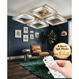 Aria Model Gold 4"lü Ledli 3 Renk Modu Kristal Salon Mutfak Yatak Çocuk Odası Avize - Altın