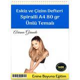 Ariana Grande Temalı Eskiz Ve Çizim Defter Spiralli 100 Sayfa A4 80 Gr