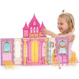Aria'nın Şatosu Aksesuarlı Oyun Evi | 86×37×63 cm | Katlanabilir, Renkli Çocuk Oyuncak Evi