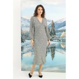 Arias Closet %100 Viskon Desenli Uzun Kollu Saten Elbise