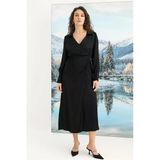 Arias Closet %100 Viskon Uzun Kollu Saten Elbise