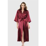 Aria's Closet Bordo Uzun Saten Sabahlık