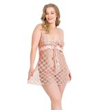 Aria's Closet Büyük Beden Somon Kısa Tül Gecelik