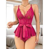 Arias Closet Fuşya Dantel İşlemeli Kurdelalı Tül Babydoll