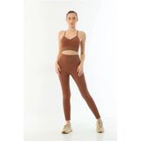 Arias Closet Kahve Mi Emay 3921 Seamless Ripli Tayt Yoga Takımı
