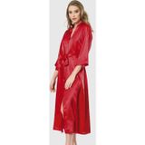 Aria's Closet Kırmızı Uzun Saten Sabahlık
