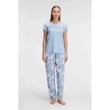 Arias Closet Kısa Kol Bisiklet Yaka Kadın Viskon Çiçek Desenli Yazlık Örme Dantel Detaylı Pijama Takımı