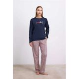 Arias Closet Pamuklu Uzun Kol Sweatshirt Ekose Pantolon Pijama Takımı
