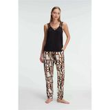 Arias Closet Sıfır Kol V Yaka Viskon Geometrik Yazlık Uzun İp Detaylı Pijama Takımı