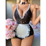 Arias Closet Siyah Dantel İşlemeli Kurdelalı Fransız Hizmetçi Kostümü