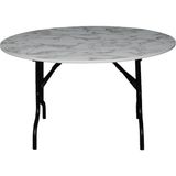 Arıcıoğlu 130 cm Yuvarlak Katlanır Mermer Desen Metal Yüksek Ayaklı Gri Ayak Masa - Beyaz