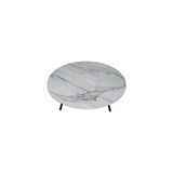 Arıcıoğlu 70 cm Metal Ayaklı Yer Sofrası Mermer Desen Masa Ahşap Sofra - Gri - Beyaz