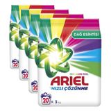 Ariel Dağ Esintisi Renklilere Özel 3 kg Hızlı Çözünme Toz Çamaşır Deterjanı (4 paketi)