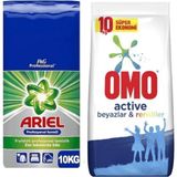 Ariel Profesyonel Formül 10 kg + Omo Active Beyazlar ve Renkliler 10 kg - 20 kg