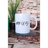 Aries Baskılı Koç Burcu Astroloji Hediyelik Baskılı Çay Kahve Sunum Kupa Bardak - Beyaz