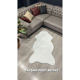 Aries Home Tavşan Tüyü Beyaz Yumuşak Makinada Yıkanabilir Kaymaz Ve Toplanmaz Süet Taban Post Halı 120 x 160 BEYAZ