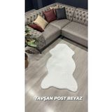 Aries Home Tavşan Tüyü Beyaz Yumuşak Makinada Yıkanabilir Kaymaz Ve Toplanmaz Süet Taban Post Halı 200 x 250 BEYAZ