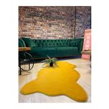 Aries Home Tavşan Tüyü Hardal Yumuşak Makinada Yıkanabilir Kaymaz Ve Toplanmaz Süet Taban Post Halı 160 x 160 HARDAL