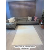 Aries Home Tavşan Tüyü Krem Yumuşak Makinada Yıkanabilir Kaymaz Kalın Dekoratif Post Halı GRİ 80 x 100