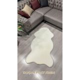 Aries Home Tavşan Tüyü Krem Yumuşak Makinada Yıkanabilir Kaymaz Ve Toplanmaz Süet Taban Post Halı 80 x 150 KREM