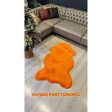 Aries Home Tavşan Tüyü Turuncu Yumuşak Makinada Yıkanabilir Kaymaz Ve Toplanmaz Süet Taban Post Halı 80 x 300 TURUNCU