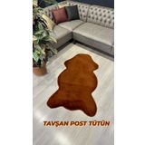 Aries Home Tavşan Tüyü Tütün Yumuşak Makinada Yıkanabilir Kaymaz Ve Toplanmaz Süet Taban Post Halı 160 x 200 TÜTÜN