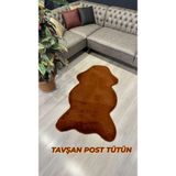 Aries Home Tavşan Tüyü Tütün Yumuşak Makinada Yıkanabilir Kaymaz Ve Toplanmaz Süet Taban Post Halı 80 x 300 TÜTÜN
