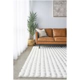 Aries Home Tavşan Tüyü Yumuşak Keçeleşmez Dekoratif Bubble İthal Kalite Post Halı Beyaz 100 x 250